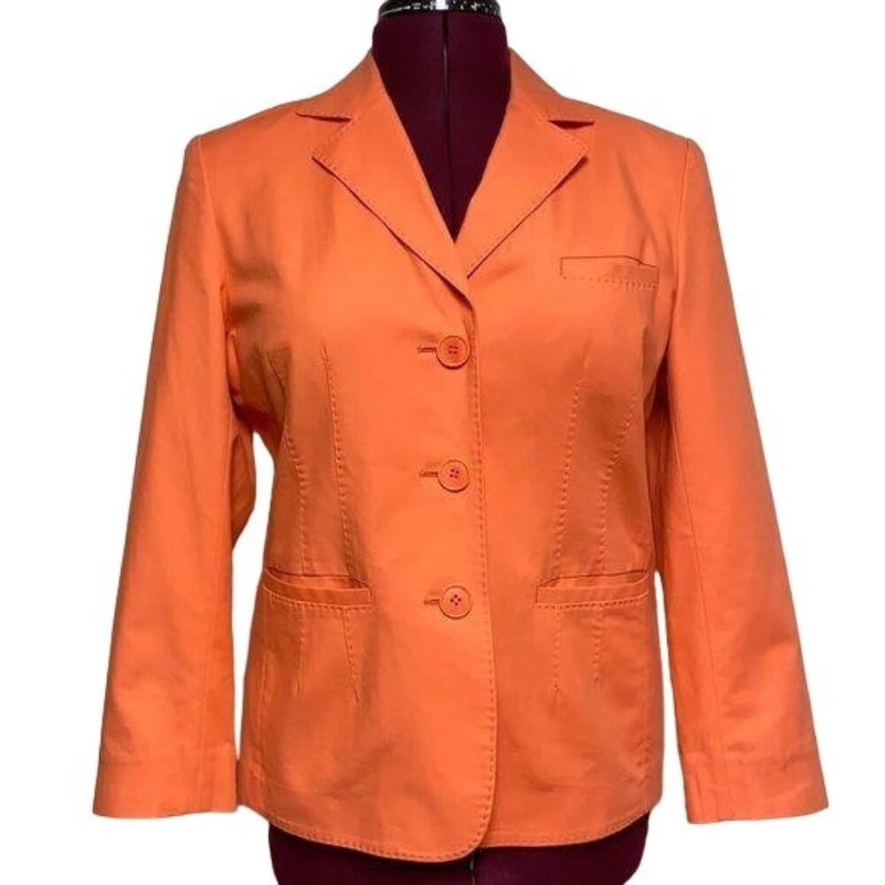 Lafayette 148 Womens Career Blazer‎ Coral Size 12P Classic Timeless Style